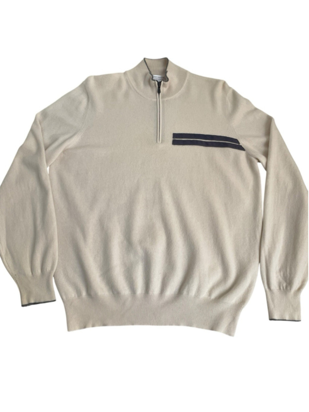 Brunello Cucinelli Cashmere 1/2 Zip Sweater Mens IT 54 Beige